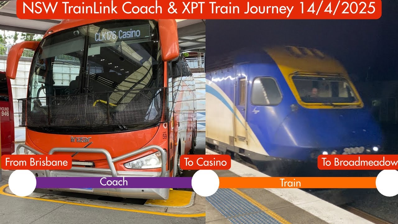 NSW TrainLink Coach & XPT Train Journey 14/4/2025 - From Brisbane To Casino To Broadmeadow