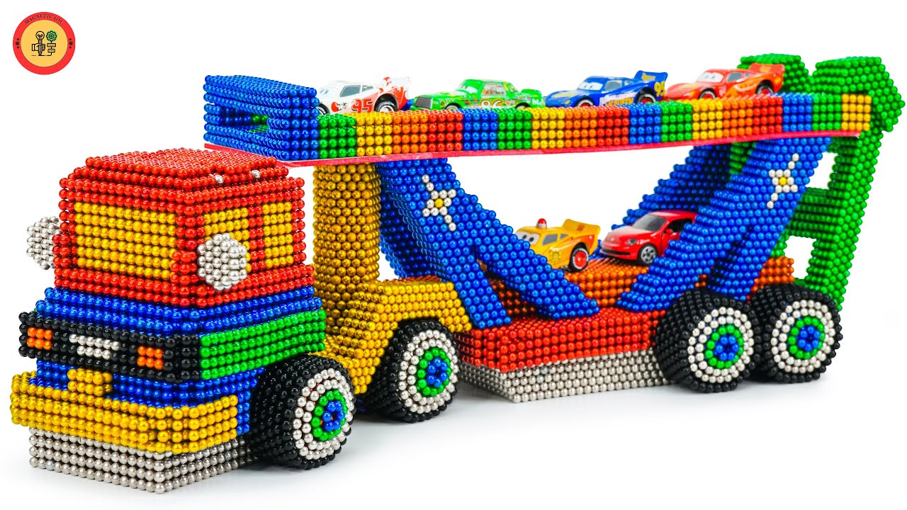 Make a Supercar Transport Double Decker Truck with Magnetic Balls DIY Video