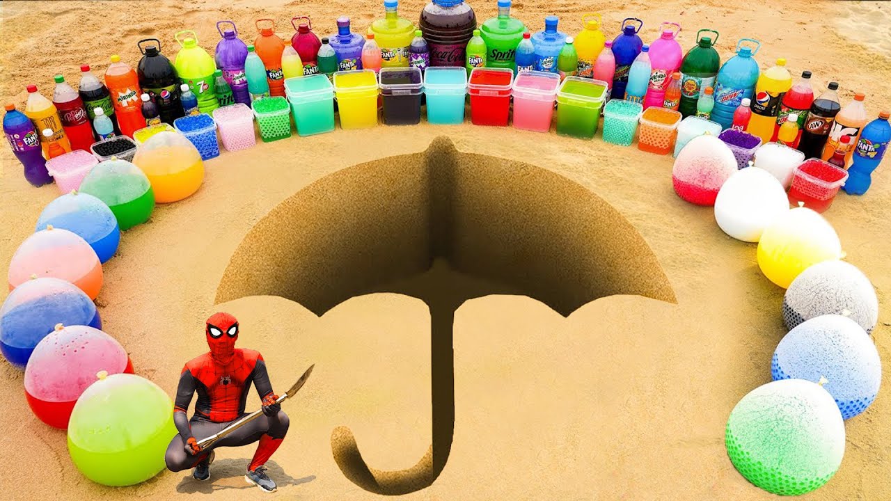 How to make Umbrella hole with Cement, Giant Coca Cola, 7up, Fanta, Mtn Dew, Soda, Mirinda vs Mentos