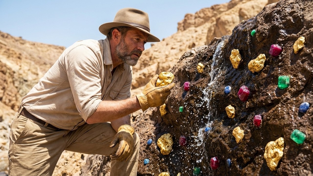Gold Rush Discovery! Man Mining Gold and Precious Gemstones by the River