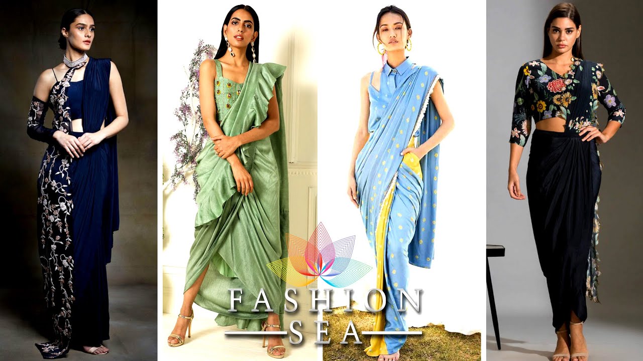 TOP 2022 पार्टी वियर साड़ी Indo western Saree And Ready to Wear Saree  Designs Ideas