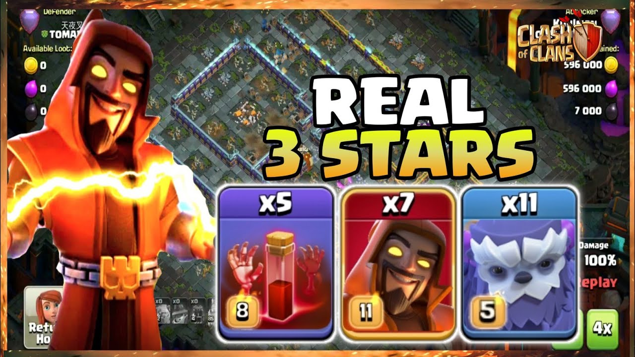 LEGEND ATTACK Strategy - YETI Super WIZARD + Skeleton SPELL - TAKE DOWN TH15