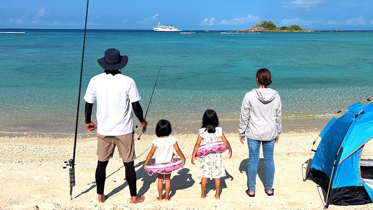 家族で釣りキャンしたら大物釣れた…（子供と夏休み）（カスミアジを捌いて食べる）