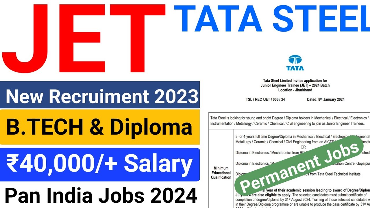 Tata Steel Junior Engineering Recruiment 2024 || tata steel jet jobs 2024 |