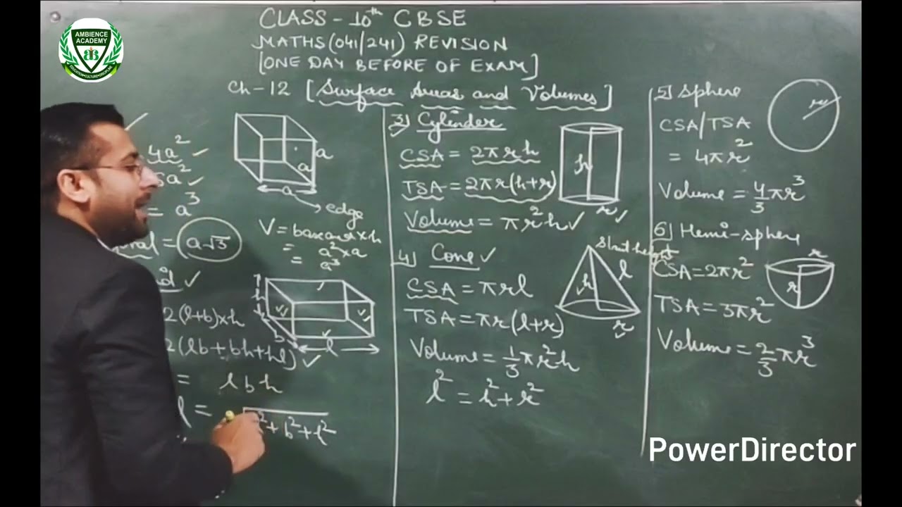 Class 10th CBSE Maths Ch12(Surface Areas and Volumes) Revision 