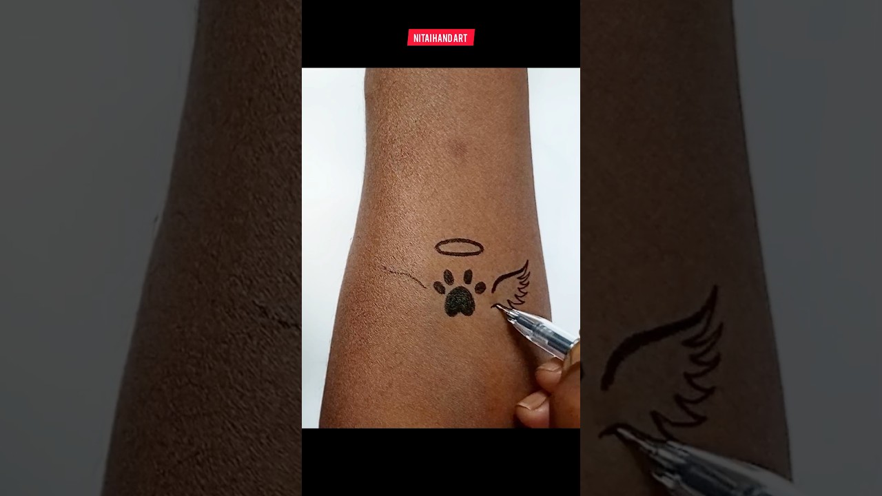 How to make dog foot print tattoo ✨✨ #dog #tattoo #viral #shorts