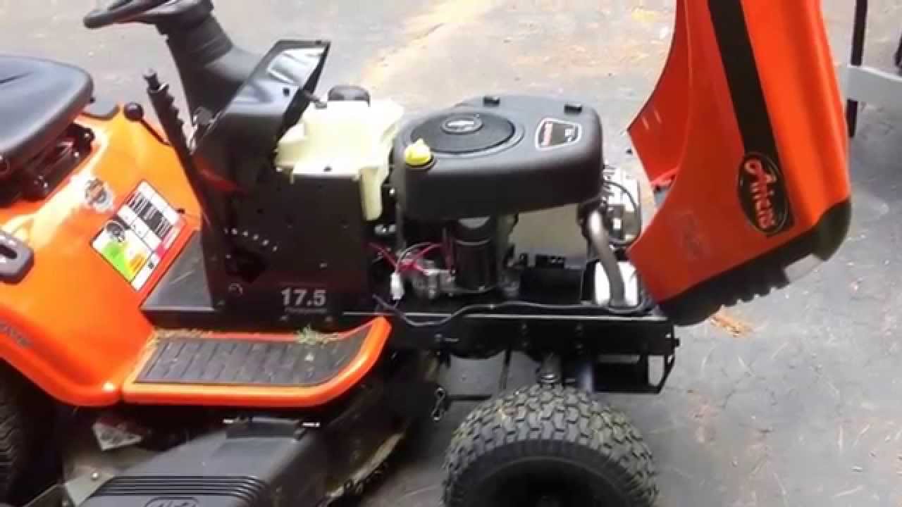 Ariens 17.5 hp riding lawn mower review.  This one will mow in reverse. Big selling point for me.
