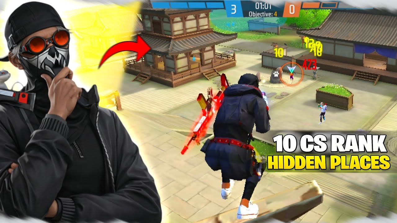 TOP 10 HIDDEN PLACES IN CS RANKED 🔥 || NEW MORSE CHARACTER TIPS & TRICKS IN FREE FIRE || FF CS RANK