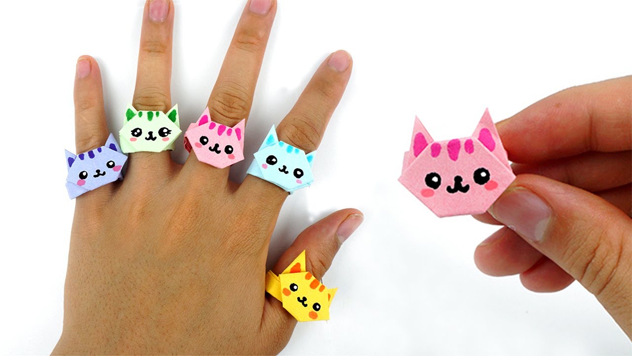 Cómo hacer un anillo de papel en forma de gato | Manualidades con papel