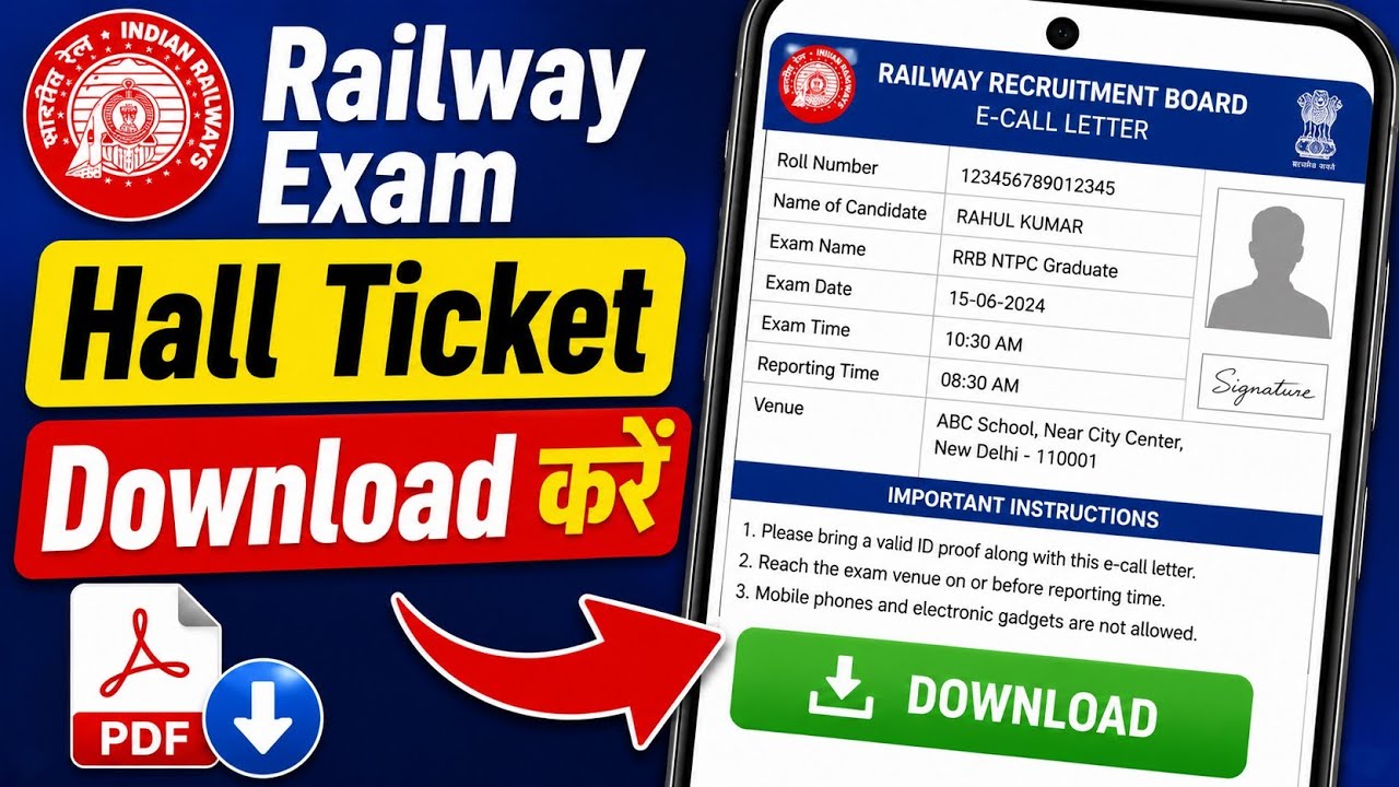 How to Download Railway Exam Hall Ticket | How to Download E-Call Letter | RRB E-Call Letter