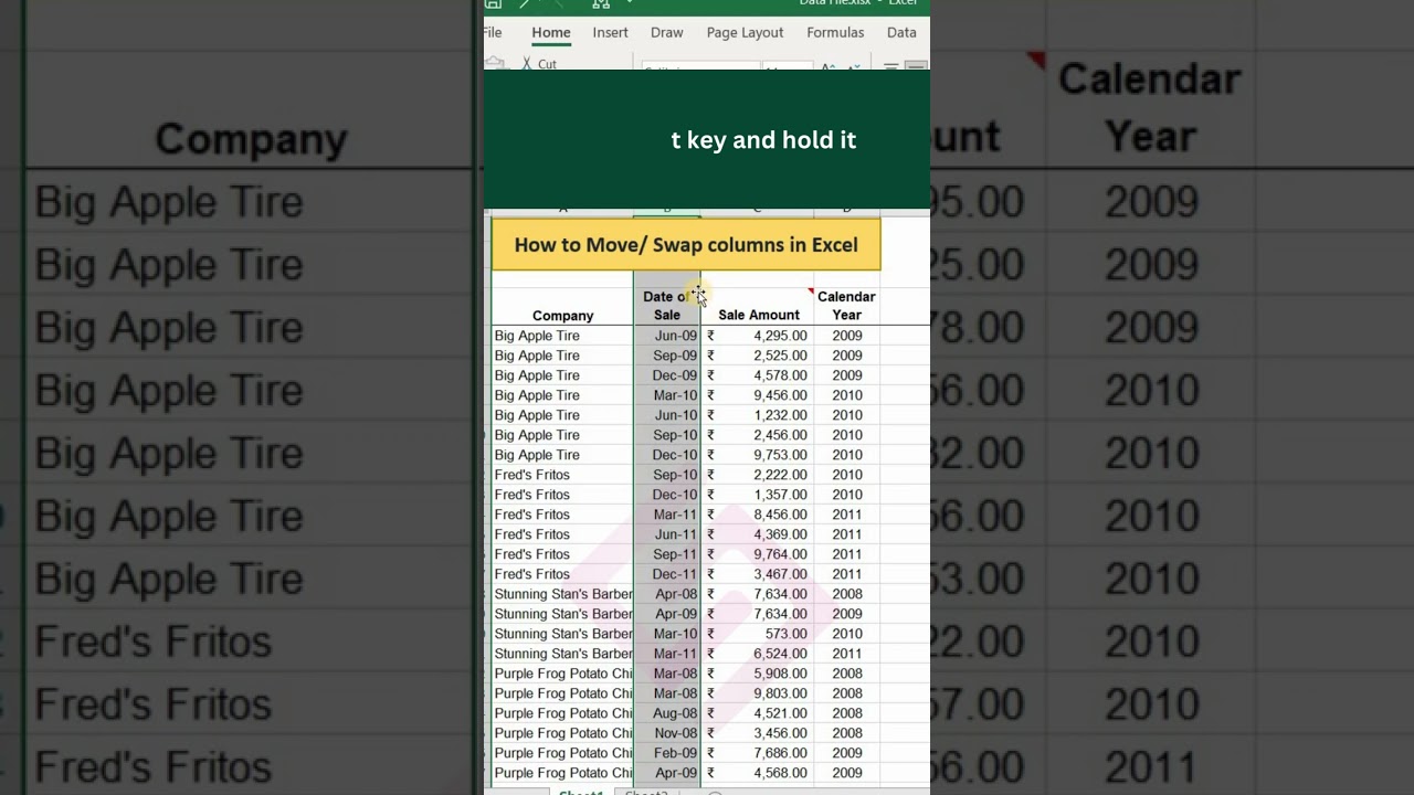 How to Move/Swap Columns in Excel  | MS Excel Moving Columns | Swaping Columns