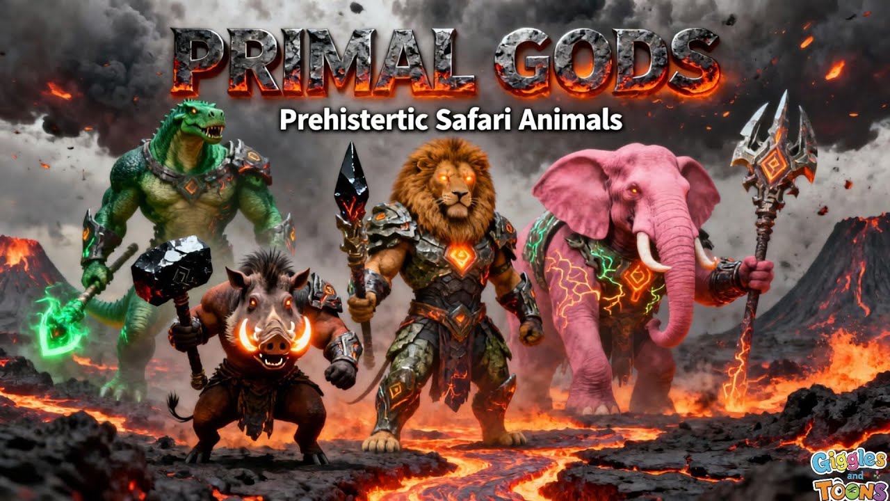 ABC Prehistoric Safari Animals Sounds Song | Fantasy Superhero animals 3102 | Giggles and Toons