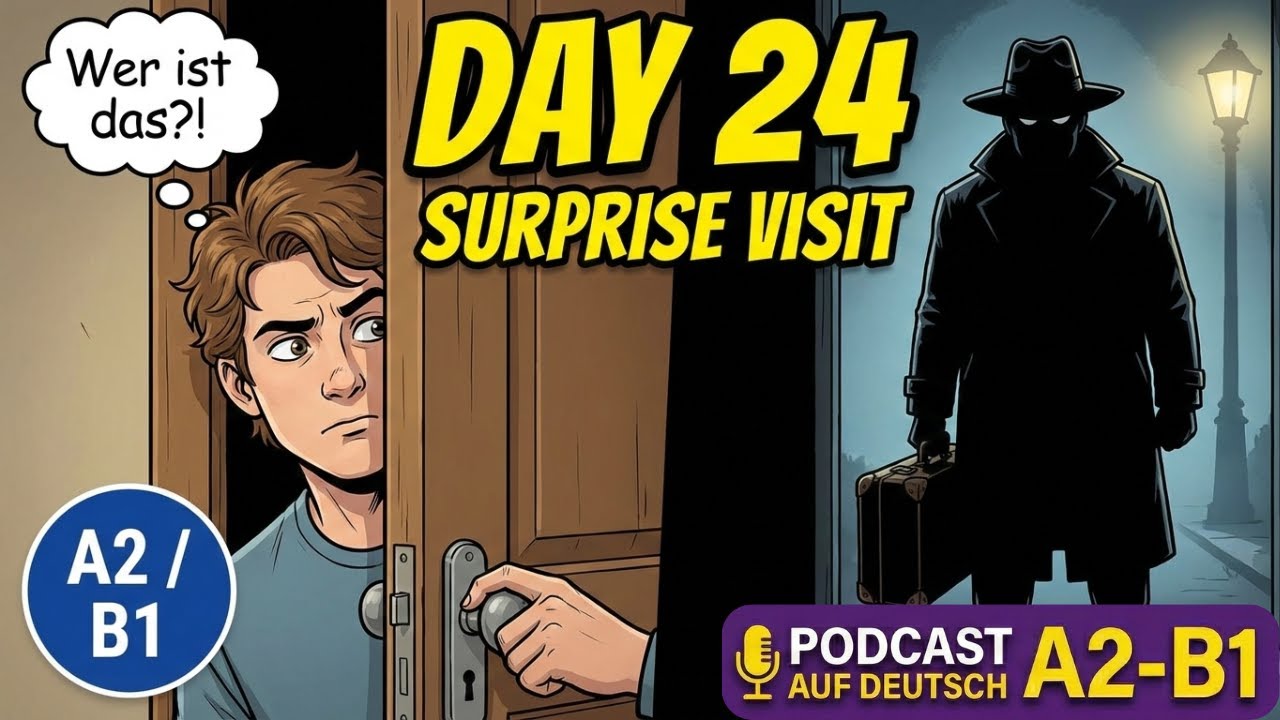 Day 24: Surprise Visit in German — Wer ist das? | German101 Podcast (A2-B1)
