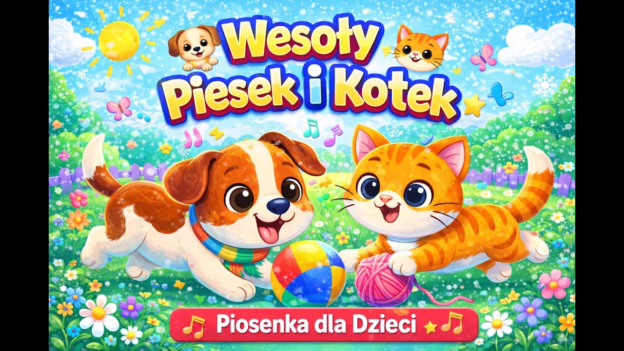 Wesoły Piesek i Kotek 🐶🐱 | Radosna Piosenka dla Dzieci