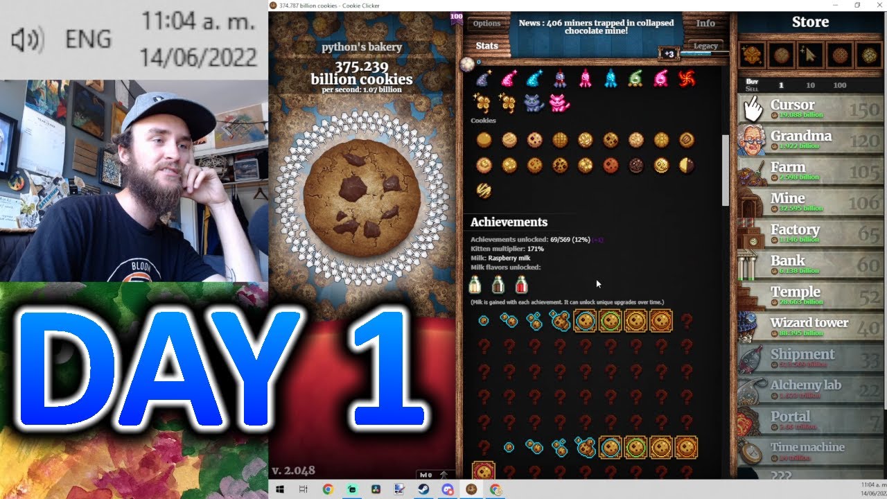 Cookie Clicker 100% Speedrun: День 1