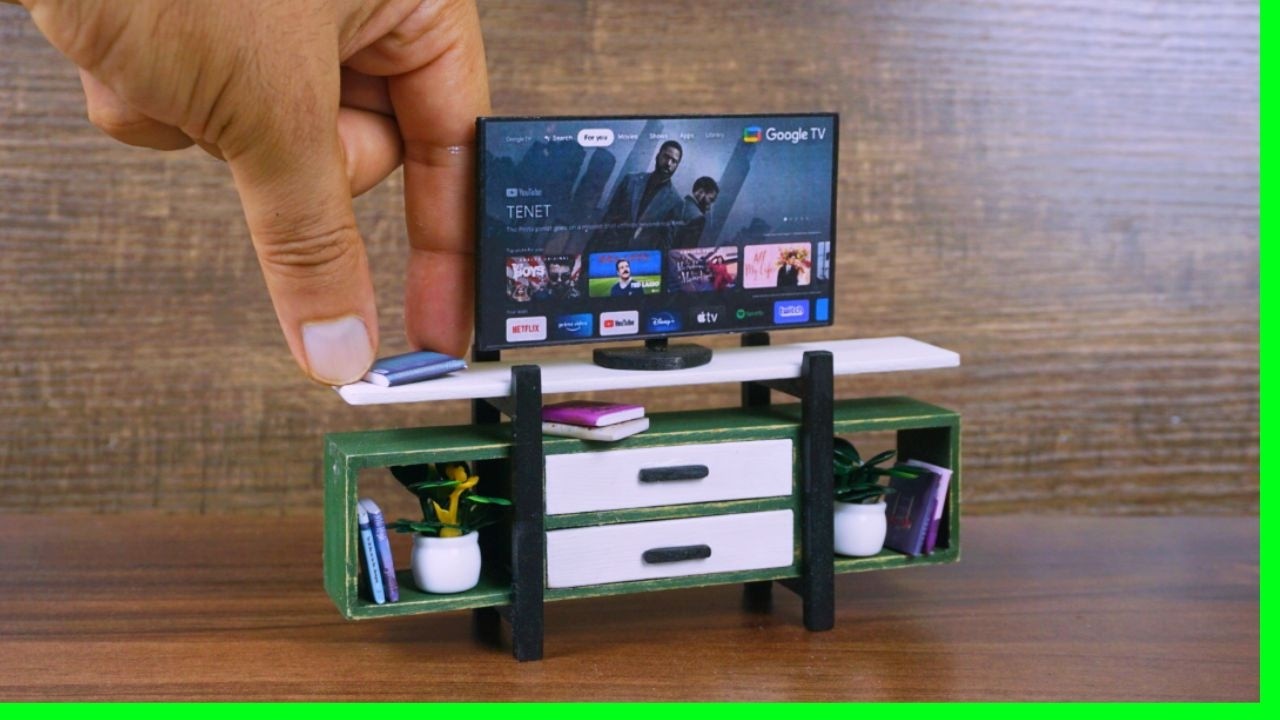 How to Make a Miniature TV Stand | Dollhouse Furniture DIY | 1:12 Scale Wood
