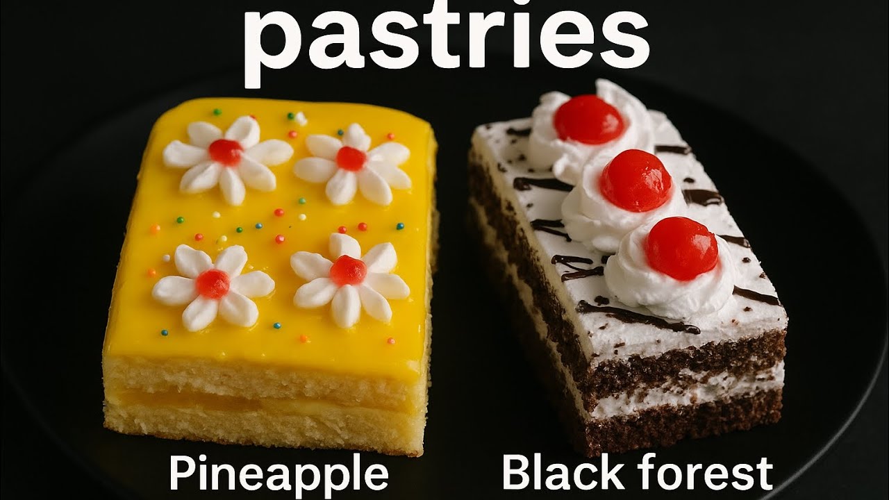एकदम आसान वाली पेस्ट्री / pineapple aur blackforest pastries 