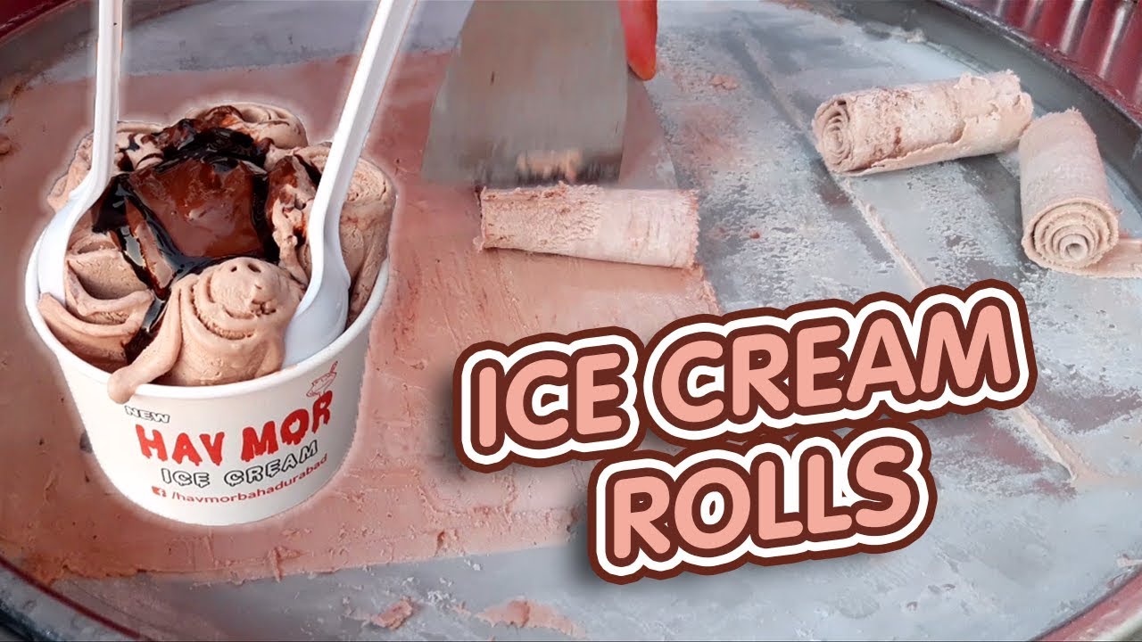 Ice Cream Rolls | Chocolate Ice Cream | Fried Thailand Rolled Ice Cream Roll Fried Ice Cream Roll