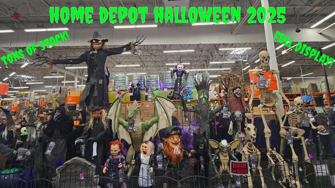 🎃HOME DEPOT 2025 HALLOWEEN DISPLAY WALKTHROUGH👻EARLY TOUR & TONS OF STOCK 💀