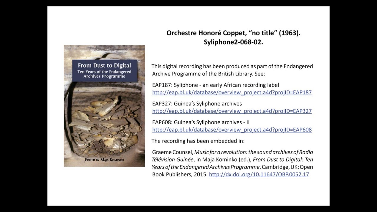 Orchestre Honor&eacute; Coppet, &ldquo;no title&rdquo; (1963), 4&rsquo;40&rdquo;. Syliphone2-068-02.