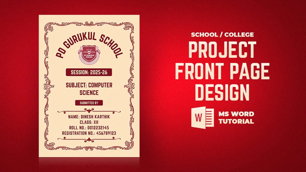 How to make Project Front Page in Microsoft Word | MS Word Project Cover Page Design Tutorial