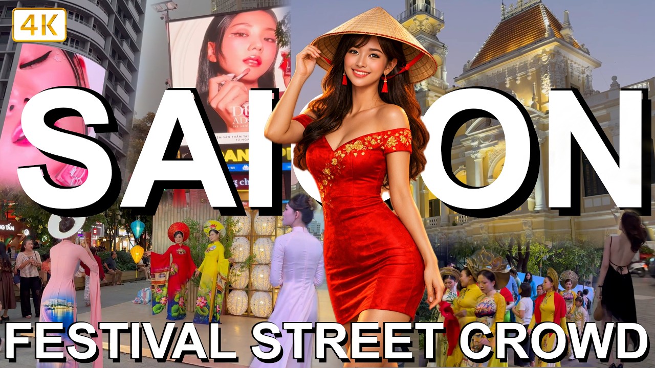 Saigon Festival Crowd & City Atmosphere 🇻🇳 | Nguyen Hue Walking Street (4K)
