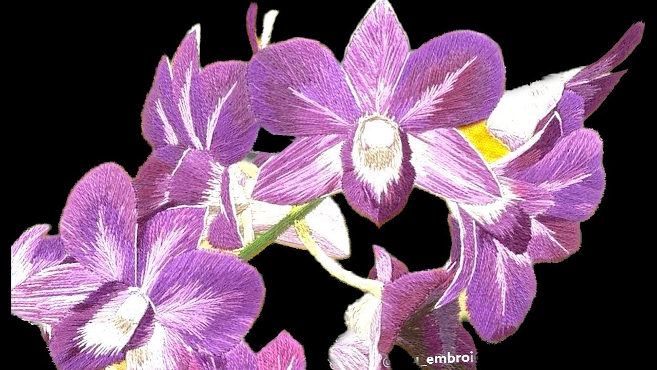 Long & Short Stitch 🌸 Realistic Orchid Hand Embroidery