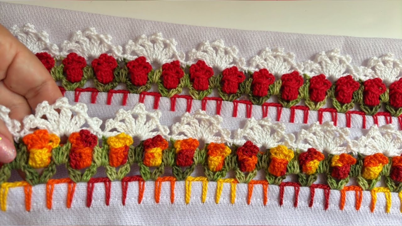 #85Barrado fácil e rápido para Panos de prato #crochet #barradinho#croche 