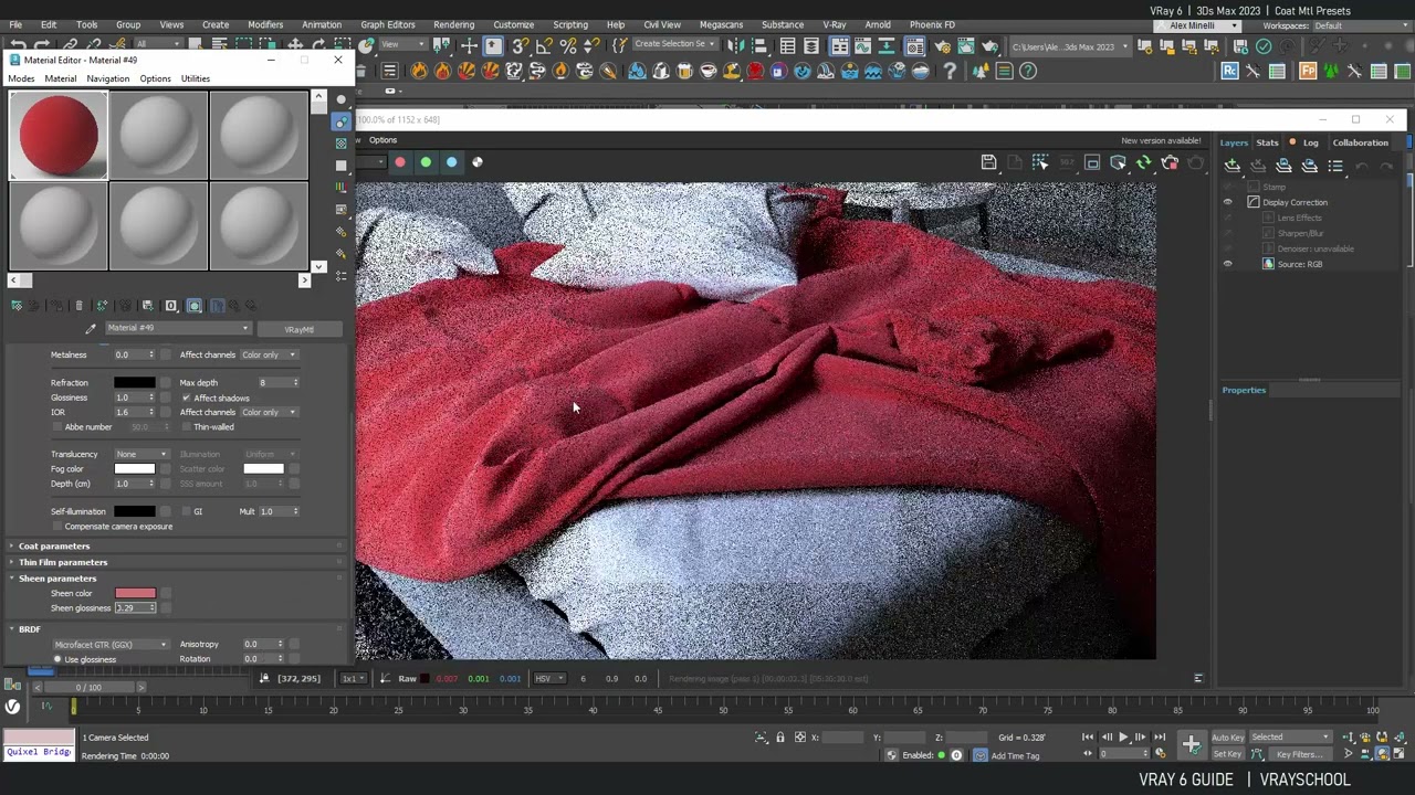 VRay 6 Sheen Parameter | VRay Cloth Presets