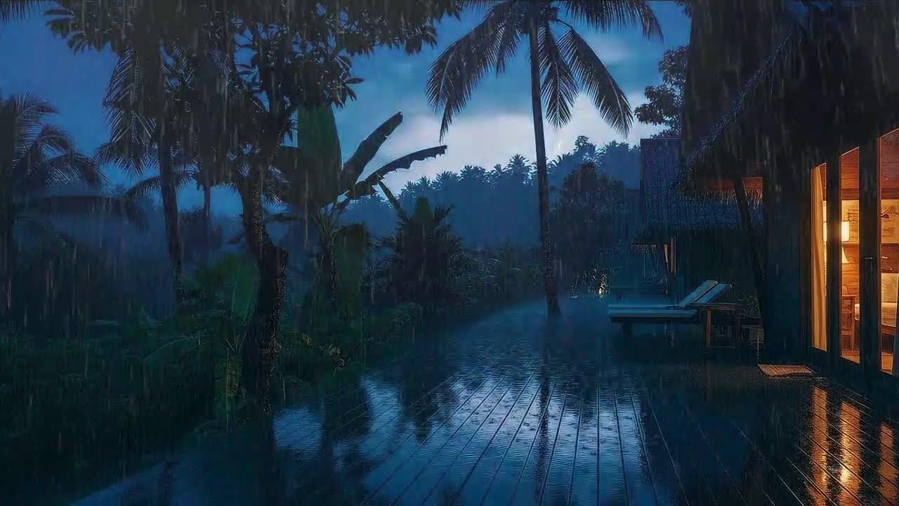 Night Rain and Low Thunder at Forest Cabin for Rapid Sleep Relief 🌧️