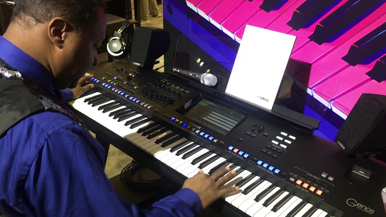 Kris Nicholson demoing the Yamaha Genos Ensemble Mode at Namm 2020