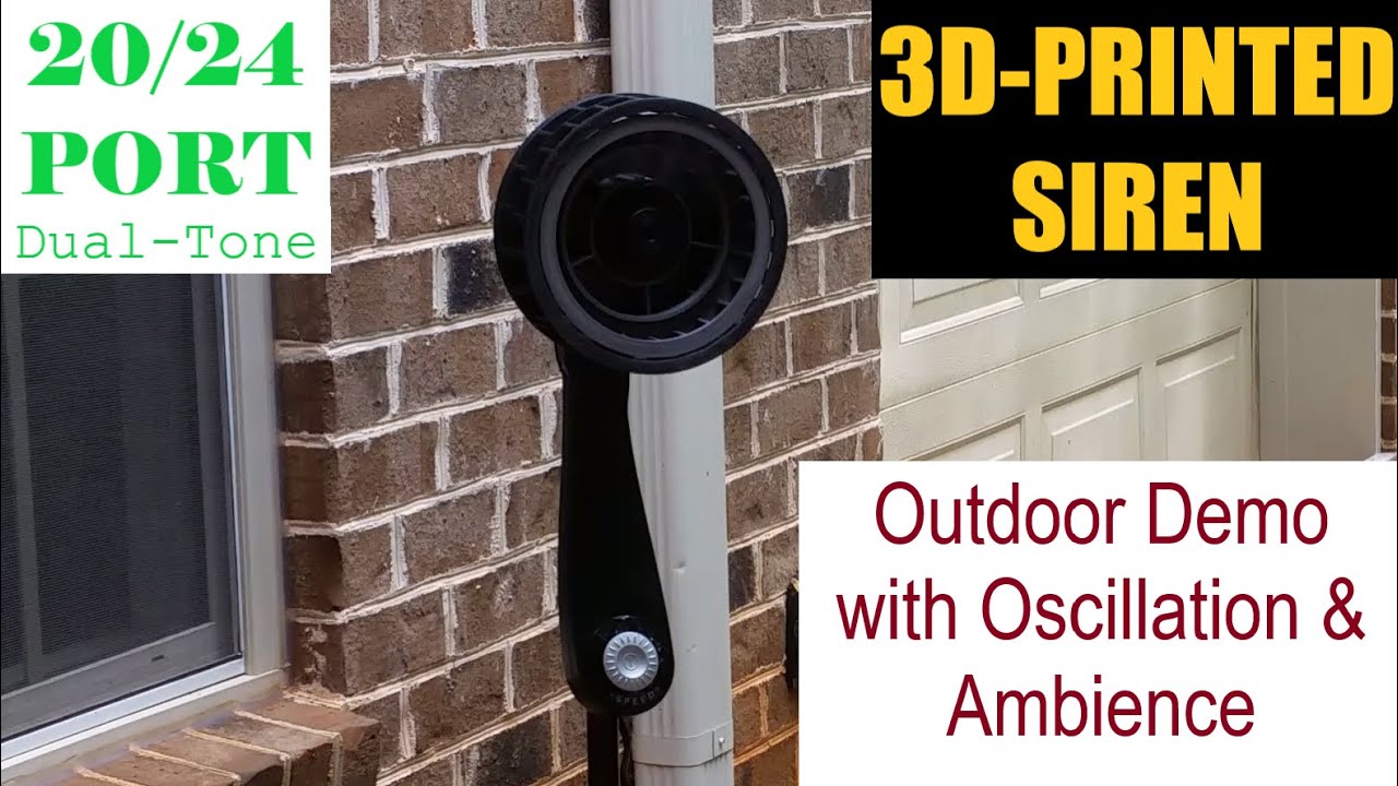 3D-printed 20/24 port siren outdoor demo (w/ ambience)
