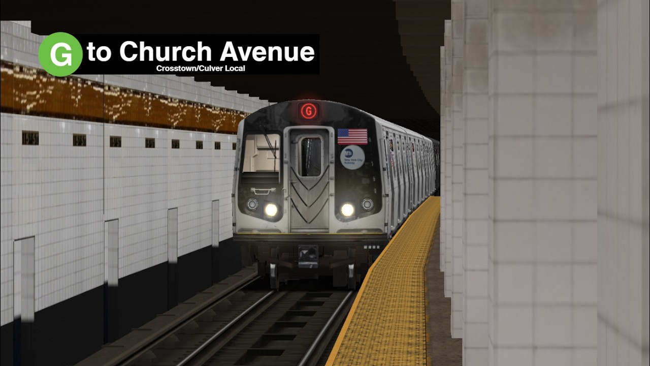 OpenBVE (R160B-1) G Train from Court Square to Church Avenue (weekday/weekend)