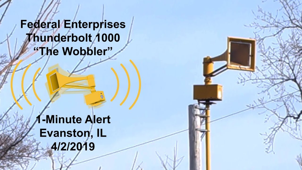 Federal Enterprises Thunderbolt 1000 Siren Test + Post-Test Ambience - Evanston, IL, 4/2/2019