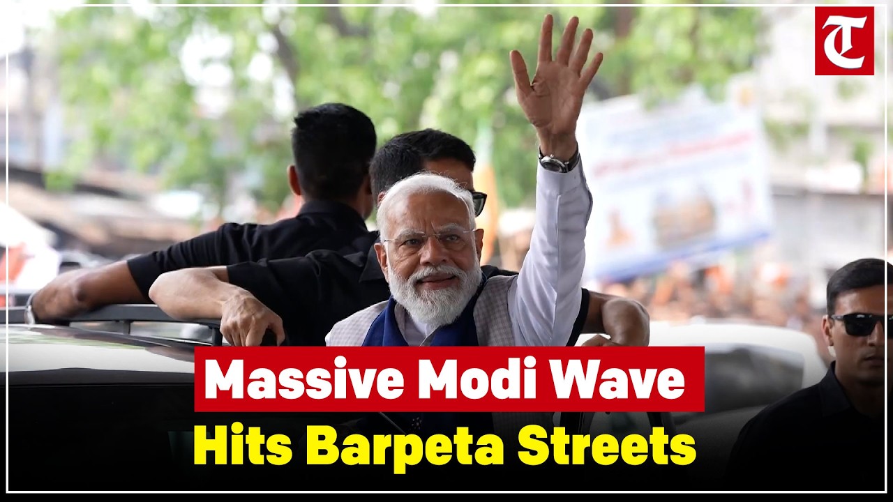 Massive crowds greet PM Modi in Barpeta, rally turns into roadshow showing strong BJP support