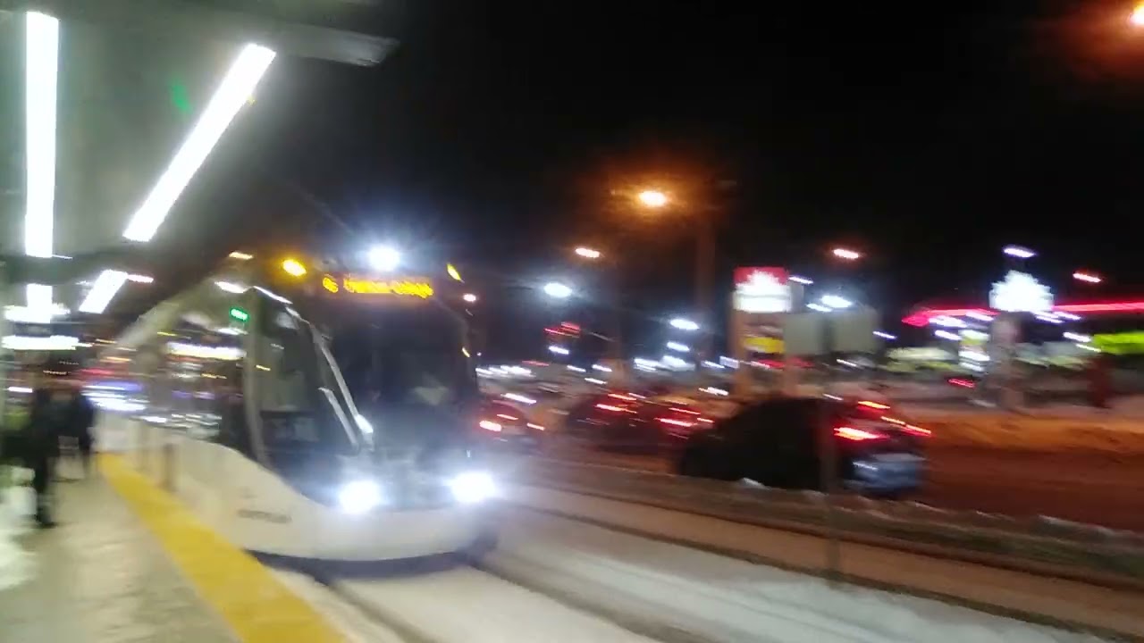finch west lrt train at jane & finch stop westbound to Humber collage station