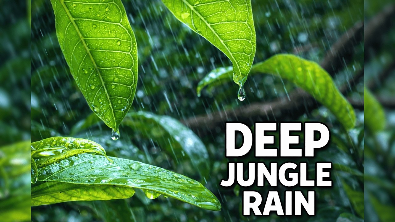Gentle Rain in Dense Jungle – Close Leaves View | Rain Sounds for Sleep & Relaxation