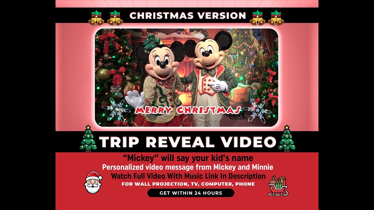 Personalized Surprise Trip Reveal Video, Custom Message from Mickey and Minnie Mouse