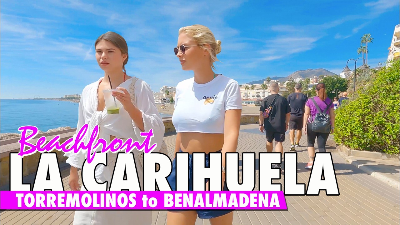 La Carihuela beachfront scenic walk | Torremolinos to Benalmadena | Spain virtual tour