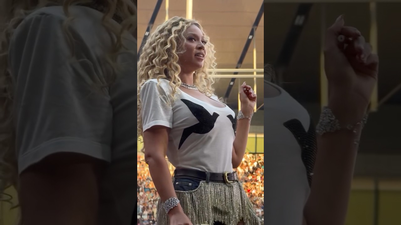 Beyonce get shook from the crowd in london🐝 #beyonce #cowboycartertour
