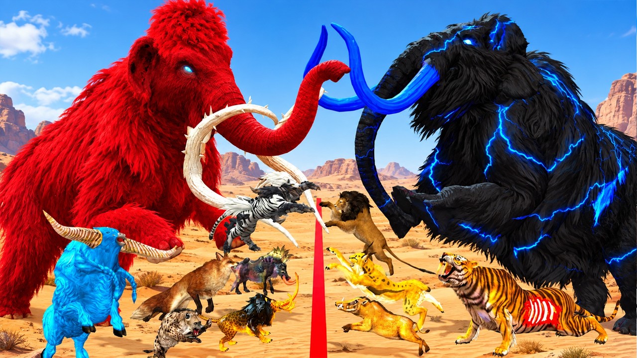 Epic Battle Prehistoric Elephant vs T-Rex Dinosaurs Vs 39 Wild Animals Animal Revolt Battle Simulato