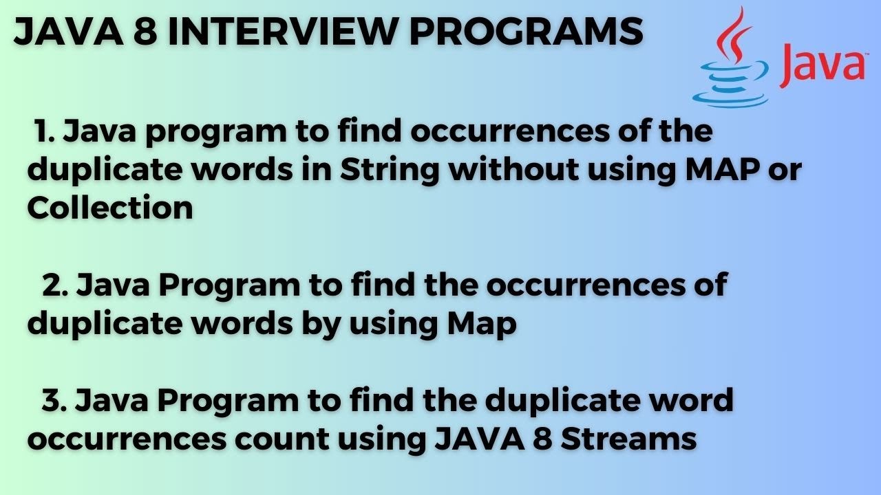 Java 8 Program to find the duplicate word occurrences count using Streams| Java 8 Interview Programs