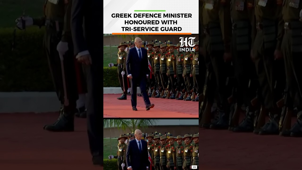 Greek Defence Minister Nikos Dendias Inspects Tri-Service Guard Of Honour In New Delhi | HT India