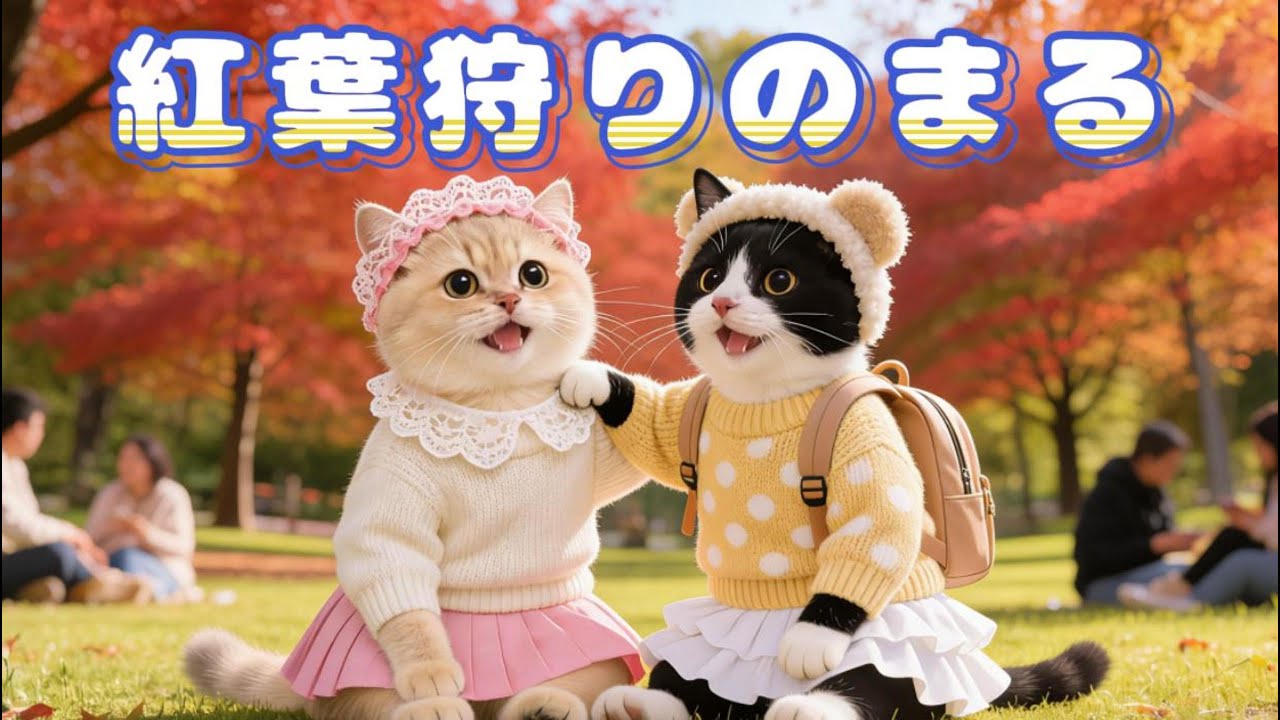 今日は友達と一緒に紅葉狩りに行ったまるの一日を紹介します！🐱🍁