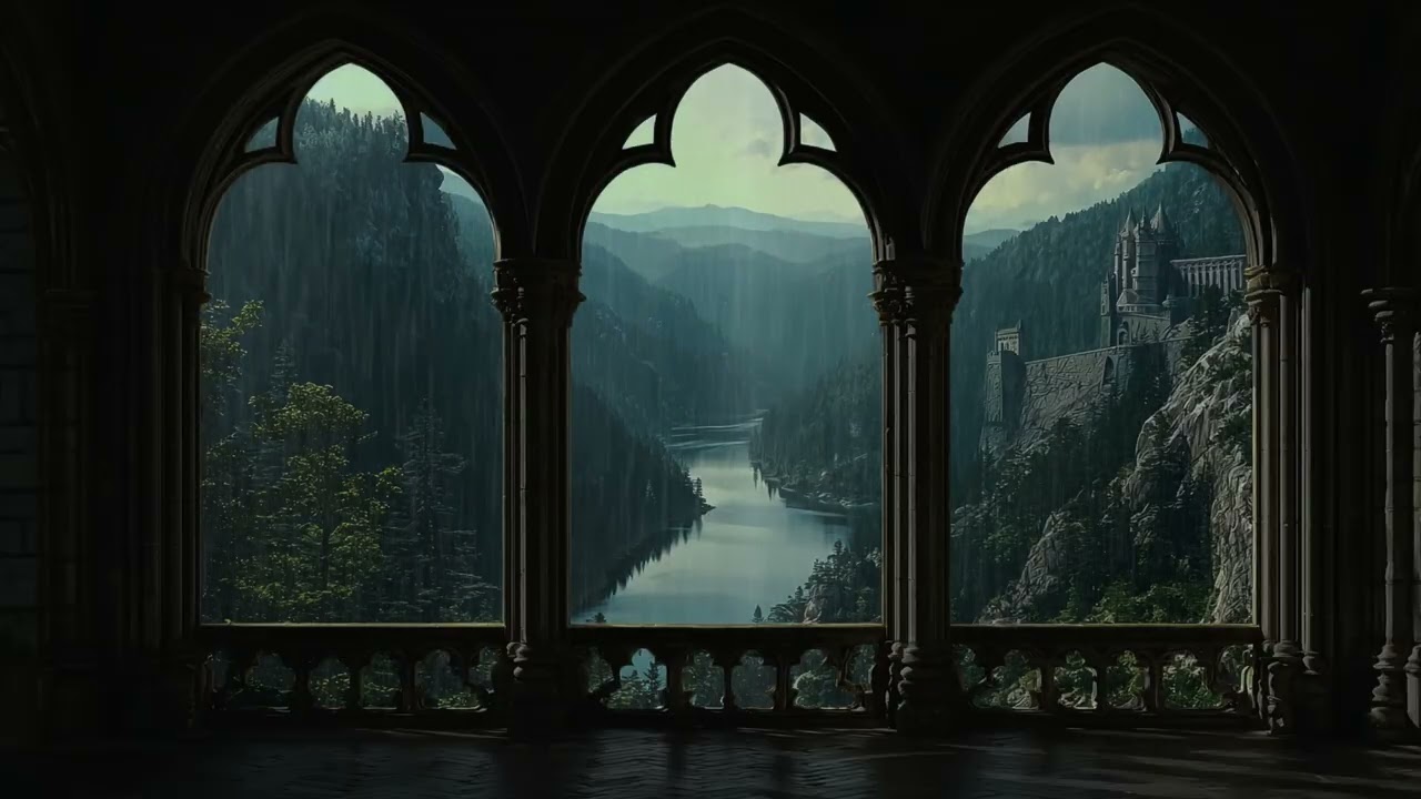 4K Hogwarts Rain Window View | Harry Potter screensaver with Thunder for Sleep & Study | projector