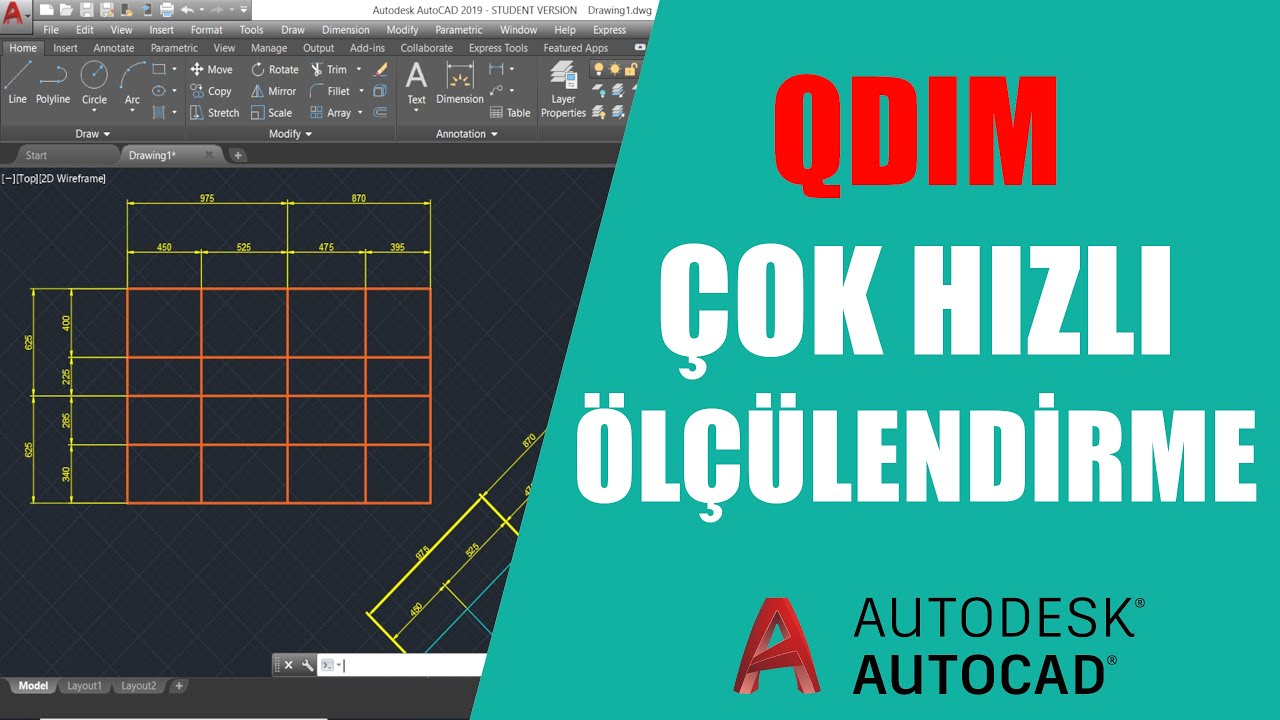 AUTOCAD Çok Hızlı Ölçülendirme Komutu QDIM ve DCO | AUTOCAD Komutları