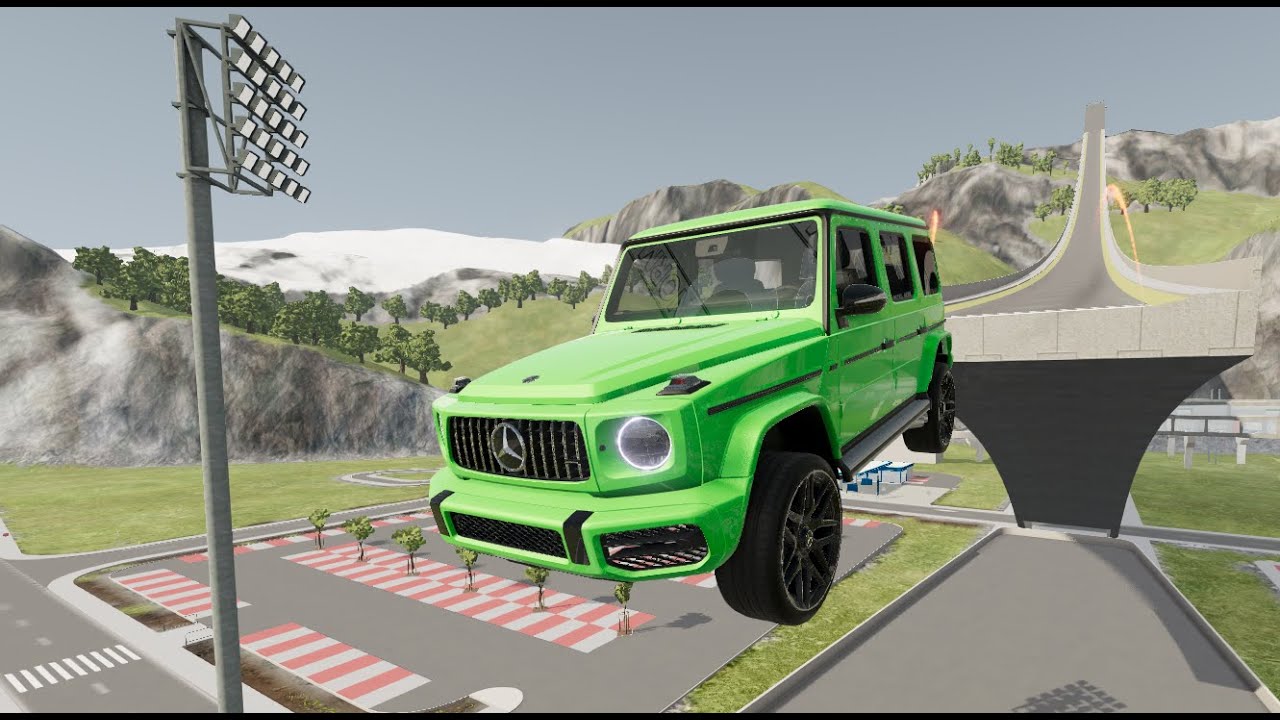 Mit den Benz die XL Rampe runter in BeamNG