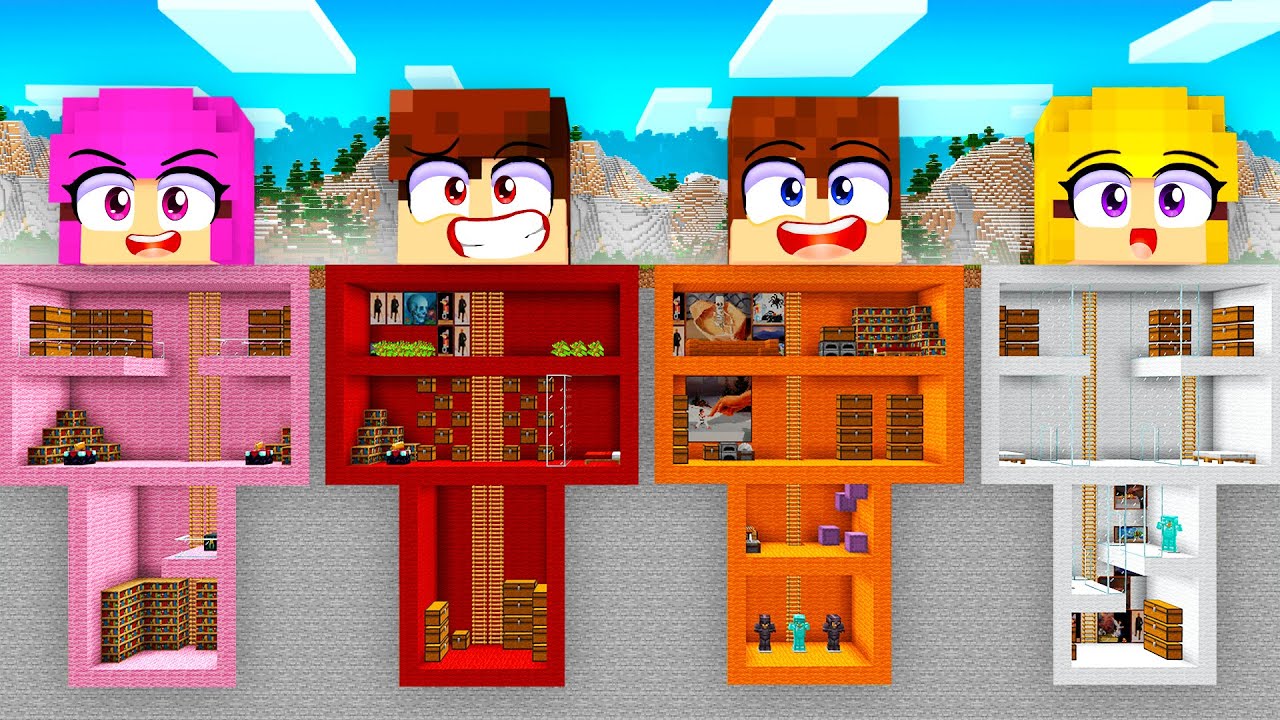 ZBUDOWALIŚMY TAJNE PODZIEMNE BAZY PATI vs SEBEK vs SMILESLOW vs SIOSTRA w Minecraft!