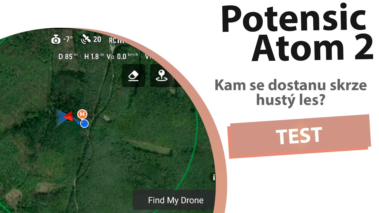 Potensic Atom 2 průnik signálu lesem
