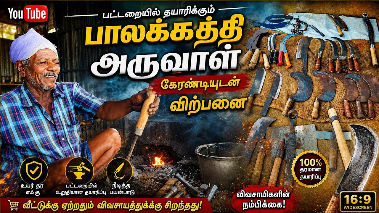 கொல்லம்பட்டறையில் செய்த கேரண்டியுடன்அறுவால்& கத்தி மற்றும் விவசாயகருவி விற்பனை #agriculture #erode